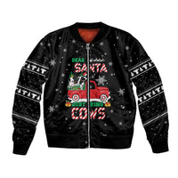 Funny Christmas Cows in Red Truck Bomber Jacket Dear Santa Just Bring Cows Quote on Snowflake - Wonder Print Shop