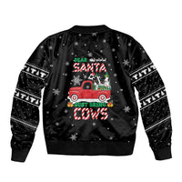 Funny Christmas Cows in Red Truck Bomber Jacket Dear Santa Just Bring Cows Quote on Snowflake - Wonder Print Shop