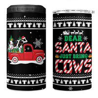 Funny Christmas Cows in Red Truck 4 in 1 Can Cooler Tumbler Dear Santa Just Bring Cows Quote on Snowflake - Wonder Print Shop