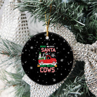 Funny Christmas Cows in Red Truck Ceramic Ornament Dear Santa Just Bring Cows Quote on Snowflake - Wonder Print Shop