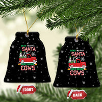 Funny Christmas Cows in Red Truck Ceramic Ornament Dear Santa Just Bring Cows Quote on Snowflake - Wonder Print Shop