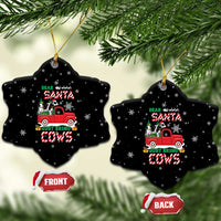 Funny Christmas Cows in Red Truck Ceramic Ornament Dear Santa Just Bring Cows Quote on Snowflake - Wonder Print Shop