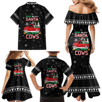 Funny Christmas Cows in Red Truck Family Matching Mermaid Dress and Hawaiian Shirt Dear Santa Just Bring Cows Quote on Snowflake - Wonder Print Shop