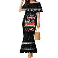 Funny Christmas Cows in Red Truck Family Matching Mermaid Dress and Hawaiian Shirt Dear Santa Just Bring Cows Quote on Snowflake - Wonder Print Shop