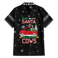 Funny Christmas Cows in Red Truck Family Matching Off The Shoulder Long Sleeve Dress and Hawaiian Shirt Dear Santa Just Bring Cows Quote on Snowflake - Wonder Print Shop