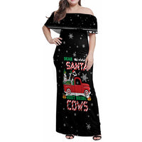 Funny Christmas Cows in Red Truck Family Matching Off Shoulder Maxi Dress and Hawaiian Shirt Dear Santa Just Bring Cows Quote on Snowflake - Wonder Print Shop
