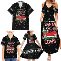 Funny Christmas Cows in Red Truck Family Matching Summer Maxi Dress and Hawaiian Shirt Dear Santa Just Bring Cows Quote on Snowflake - Wonder Print Shop