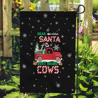 Funny Christmas Cows in Red Truck Garden Flag Dear Santa Just Bring Cows Quote on Snowflake - Wonder Print Shop