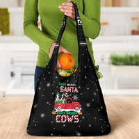 Funny Christmas Cows in Red Truck Grocery Bag Dear Santa Just Bring Cows Quote on Snowflake - Wonder Print Shop
