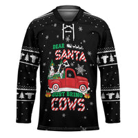 Funny Christmas Cows in Red Truck Hockey Jersey Dear Santa Just Bring Cows Quote on Snowflake - Wonder Print Shop