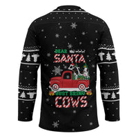 Funny Christmas Cows in Red Truck Hockey Jersey Dear Santa Just Bring Cows Quote on Snowflake - Wonder Print Shop