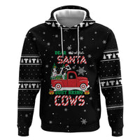 Funny Christmas Cows in Red Truck Hoodie Dear Santa Just Bring Cows Quote on Snowflake - Wonder Print Shop
