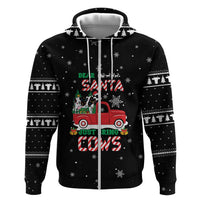 Funny Christmas Cows in Red Truck Hoodie Dear Santa Just Bring Cows Quote on Snowflake - Wonder Print Shop