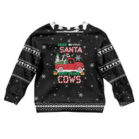 Funny Christmas Cows in Red Truck Kid Ugly Christmas Sweater Dear Santa Just Bring Cows Quote on Snowflake - Wonder Print Shop