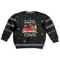 Funny Christmas Cows in Red Truck Kid Ugly Christmas Sweater Dear Santa Just Bring Cows Quote on Snowflake - Wonder Print Shop