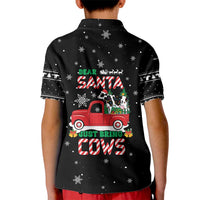 Funny Christmas Cows in Red Truck Kid Polo Shirt Dear Santa Just Bring Cows Quote on Snowflake - Wonder Print Shop