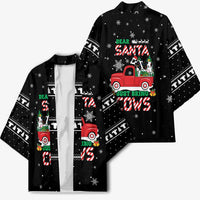 Funny Christmas Cows in Red Truck Kimono Dear Santa Just Bring Cows Quote on Snowflake - Wonder Print Shop