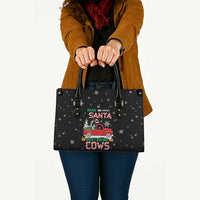 Funny Christmas Cows in Red Truck Leather Bag Dear Santa Just Bring Cows Quote on Snowflake - Wonder Print Shop