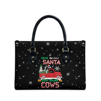 Funny Christmas Cows in Red Truck Leather Bag Dear Santa Just Bring Cows Quote on Snowflake - Wonder Print Shop