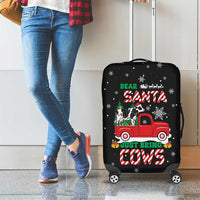 Funny Christmas Cows in Red Truck Luggage Cover Dear Santa Just Bring Cows Quote on Snowflake - Wonder Print Shop