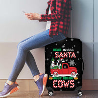 Funny Christmas Cows in Red Truck Luggage Cover Dear Santa Just Bring Cows Quote on Snowflake - Wonder Print Shop