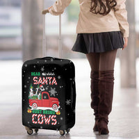 Funny Christmas Cows in Red Truck Luggage Cover Dear Santa Just Bring Cows Quote on Snowflake - Wonder Print Shop