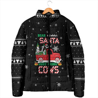 Funny Christmas Cows in Red Truck Padded Jacket Dear Santa Just Bring Cows Quote on Snowflake - Wonder Print Shop