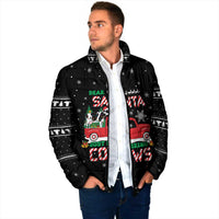 Funny Christmas Cows in Red Truck Padded Jacket Dear Santa Just Bring Cows Quote on Snowflake - Wonder Print Shop
