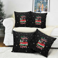 Funny Christmas Cows in Red Truck Pillow Cover Dear Santa Just Bring Cows Quote on Snowflake - Wonder Print Shop