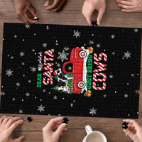 Funny Christmas Cows in Red Truck Puzzle Dear Santa Just Bring Cows Quote on Snowflake - Wonder Print Shop