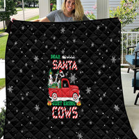 Funny Christmas Cows in Red Truck Quilt Dear Santa Just Bring Cows Quote on Snowflake - Wonder Print Shop