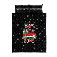 Funny Christmas Cows in Red Truck Quilt Bed Set Dear Santa Just Bring Cows Quote on Snowflake - Wonder Print Shop