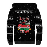 Funny Christmas Cows in Red Truck Sherpa Hoodie Dear Santa Just Bring Cows Quote on Snowflake - Wonder Print Shop