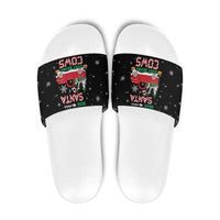 Funny Christmas Cows in Red Truck Slide Sandals Dear Santa Just Bring Cows Quote on Snowflake - Wonder Print Shop
