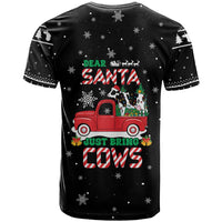 Funny Christmas Cows in Red Truck T Shirt Dear Santa Just Bring Cows Quote on Snowflake - Wonder Print Shop