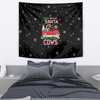 Funny Christmas Cows in Red Truck Tapestry Dear Santa Just Bring Cows Quote on Snowflake - Wonder Print Shop