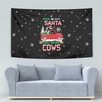 Funny Christmas Cows in Red Truck Tapestry Dear Santa Just Bring Cows Quote on Snowflake - Wonder Print Shop