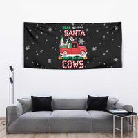 Funny Christmas Cows in Red Truck Tapestry Dear Santa Just Bring Cows Quote on Snowflake - Wonder Print Shop