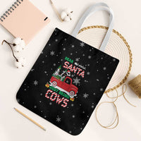 Funny Christmas Cows in Red Truck Tote Bag Dear Santa Just Bring Cows Quote on Snowflake - Wonder Print Shop