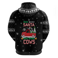 Funny Christmas Cows in Red Truck Zip Hoodie Dear Santa Just Bring Cows Quote on Snowflake - Wonder Print Shop