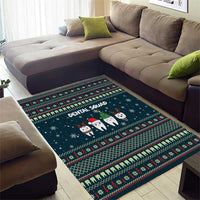 Funny Christmas Dental Squad Tooth Characters Area Rug Snowflake Pattern Design - Wonder Print Shop