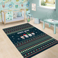 Funny Christmas Dental Squad Tooth Characters Area Rug Snowflake Pattern Design - Wonder Print Shop