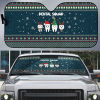 Funny Christmas Dental Squad Tooth Characters Auto Sun Shade Snowflake Pattern Design - Wonder Print Shop