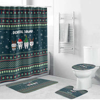 Funny Christmas Dental Squad Tooth Characters Bathroom Set Snowflake Pattern Design - Wonder Print Shop