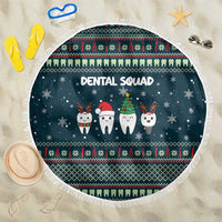 Funny Christmas Dental Squad Tooth Characters Beach Blanket Snowflake Pattern Design - Wonder Print Shop