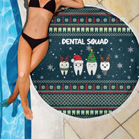 Funny Christmas Dental Squad Tooth Characters Beach Blanket Snowflake Pattern Design - Wonder Print Shop