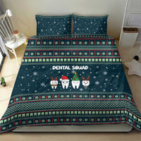 Funny Christmas Dental Squad Tooth Characters Bedding Set Snowflake Pattern Design - Wonder Print Shop