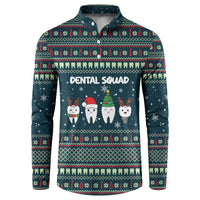 Funny Christmas Dental Squad Tooth Characters Button Sweatshirt Snowflake Pattern Design - Wonder Print Shop