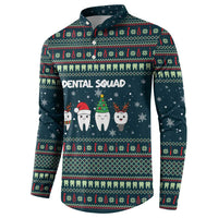 Funny Christmas Dental Squad Tooth Characters Button Sweatshirt Snowflake Pattern Design - Wonder Print Shop