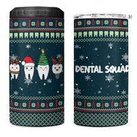 Funny Christmas Dental Squad Tooth Characters 4 in 1 Can Cooler Tumbler Snowflake Pattern Design - Wonder Print Shop